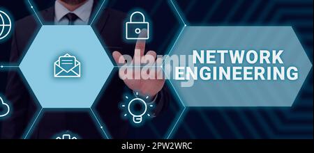 Text caption presenting Network Engineering, Business overview professional who has the skills to oversee the net Stock Photo