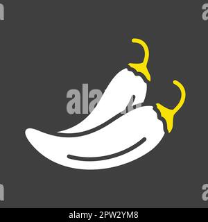 Two chili peppers isolated vector glyph icon Stock Vector