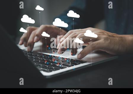 cloud computing diagram technology. Data storage network computer.online information cyberspace and internet service concept. Stock Photo