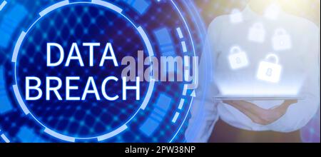 Conceptual caption Data Breach, Business overview unauthorized release of confidential and secured details Stock Photo
