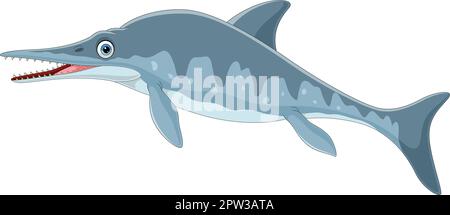 Cartoon ichthyosaurus on white background Stock Vector