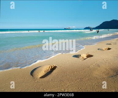 Bellows Field Beach Park - Oahu, Hawaii. A photo of the famous Hawaiian beach - Bellow Field Beach Park, Close to Waimanalo, the island Oahu, Hawaii Stock Photo