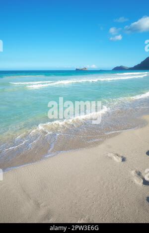 Bellows Field Beach Park - Oahu, Hawaii. A photo of the famous Hawaiian beach - Bellow Field Beach Park, Close to Waimanalo, the island Oahu, Hawaii Stock Photo