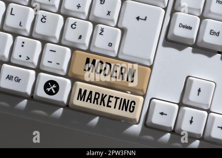 Conceptual caption Modern Marketing, Word Written on methodology that connects brands with real customer Stock Photo