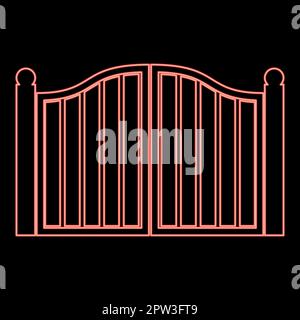 Neon old gate red color vector illustration image flat style Stock Vector