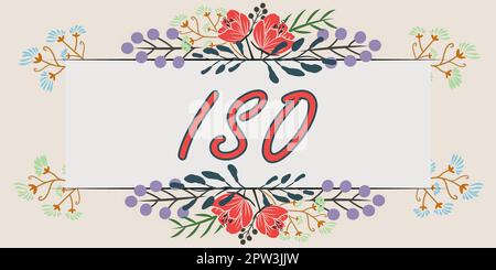 Text showing inspiration Iso, Conceptual photo international standardsetting design to make products services better Stock Photo
