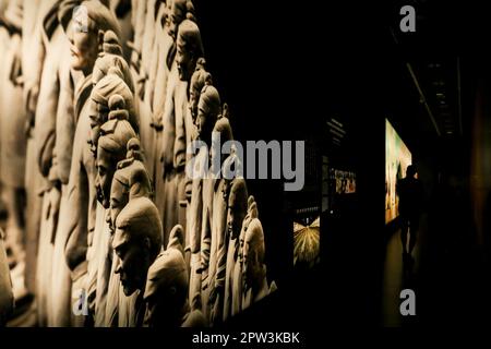 Alicante, Spain- April 14, 2023: Terracota Army exhibition in the Archaeological Museum of Alicante Stock Photo