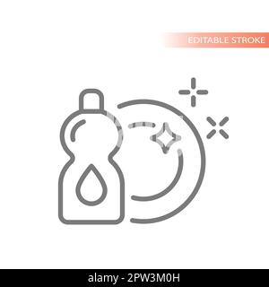 Cleaning dishes detergent bottle vector icon Stock Vector