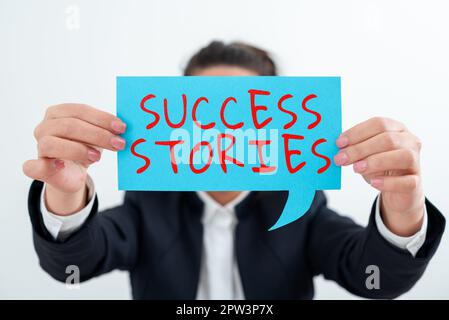 Inspiration showing sign Success Stories, Business approach a chronicle displaying great success achieved by a person Stock Photo