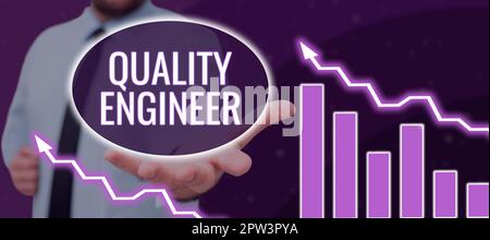Text caption presenting Quality Engineer, Word Written on ensure the overall quality of a manufactured product Stock Photo