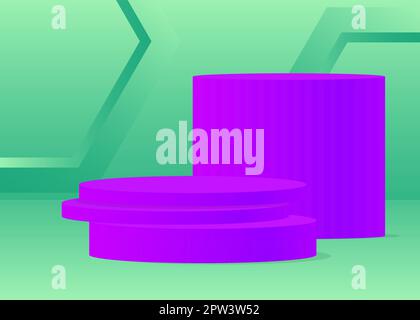 Turquoise blue and purple product display. Stock Vector