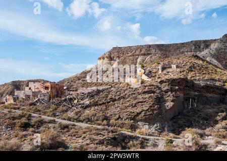 09-22-2022. Almeria,Andalucía,Spain. Fuerte El Condor .Abandoned movie set in the Almeria desert Stock Photo