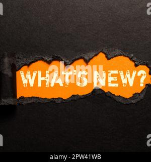 Conceptual caption What's New, Word for Asking about latest Updates Trends Happening News Stock Photo