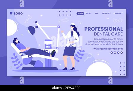 Dental Care and Clinic Social Media Landing Page Cartoon Hand Drawn Templates Illustration Stock Vector