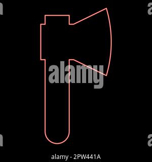 Neon ax Axe red color vector illustration image flat style Stock Vector