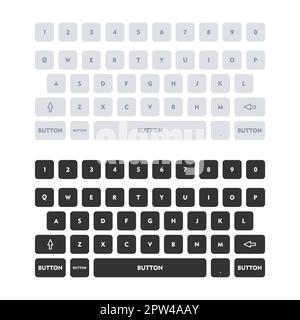 Keyboard template in touchscreen device with numbers and letters. Stock Vector