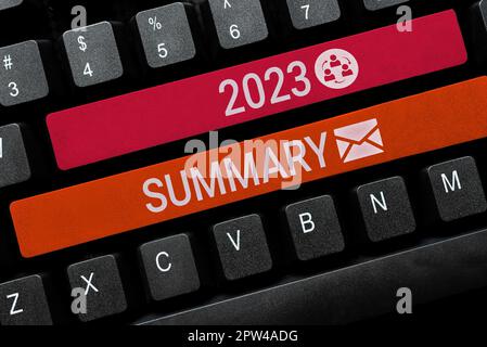 Inspiration showing sign 2023 Summary, Business idea summarizing past year events main actions or good shows Stock Photo