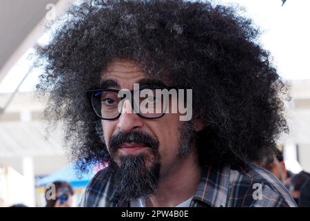 Napoli, Italy. 28th Apr, 2023. Caparezza pseudonym of Michele Salvemini Italian rapper, songwriter and record producer. During the 23rd edition of Comicon - International Pop Culture Festival, which was held in Naples. Napoli, Italy, 28 Apr, 2023. (photo by Vincenzo Izzo/Sipa USA) Credit: Sipa USA/Alamy Live News Stock Photo