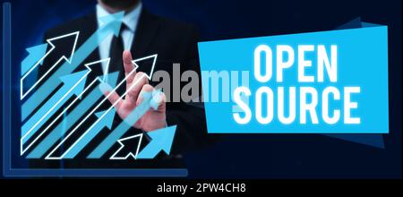 Sign displaying Open Source, Word for denoting software which original source code freely available Stock Photo