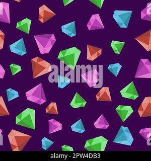 Seamless pattern with gems on a purple background Stock Vector
