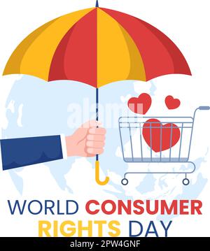 World Consumer Rights Day Illustration with Shopping, Bags and Needs of Consumers for Web Banner or Landing Page in Flat Cartoon Hand Drawn Templates Stock Vector