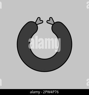 Ring of raw sausage vector grayscale icon. Barbecue and bbq grill sign. Graph symbol for cooking web site and apps design, logo, app, UI Stock Photo