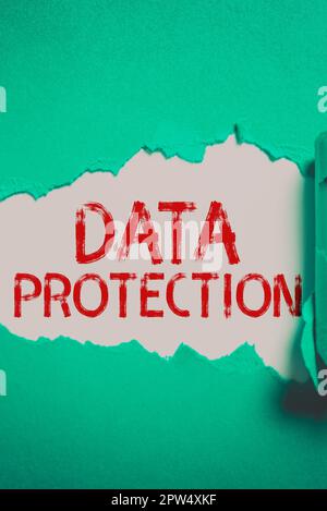 Conceptual caption Data Protection, Business showcase legal control over access and use of data stored in computer Stock Photo