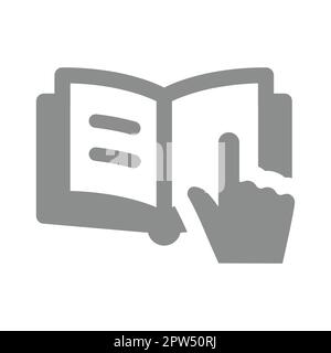 Open book and cursor hand vector icon Stock Vector