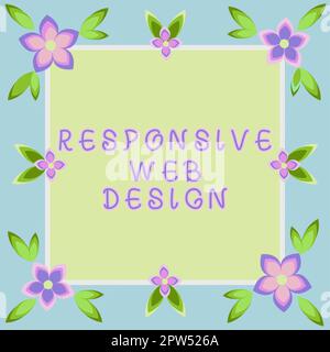 Text showing inspiration Responsive Web Design, Word Written on web page creation that makes use of flexible layouts Stock Photo
