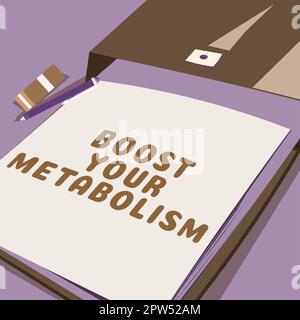 Conceptual caption Boost Your Metabolism, Business concept Speeding up the breakdown of food calorie intake Stock Photo