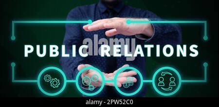 Text caption presenting Public Relations, Business approach Communication Media People Information Publicity Social Stock Photo