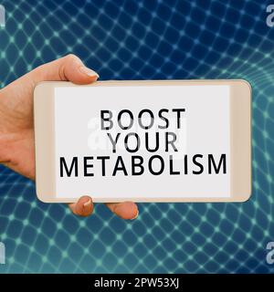 Text showing inspiration Boost Your Metabolism, Business approach Speeding up the breakdown of food calorie intake Stock Photo