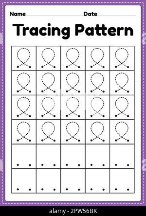 Tracing pattern loop lines worksheet for kindergarten, preschool and ...