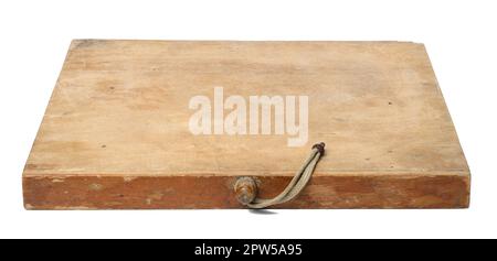 Rectangular wooden cutting board empty on white isolated background Stock Photo