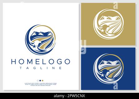Eagle home logo design. Bird house logo template. Stock Vector