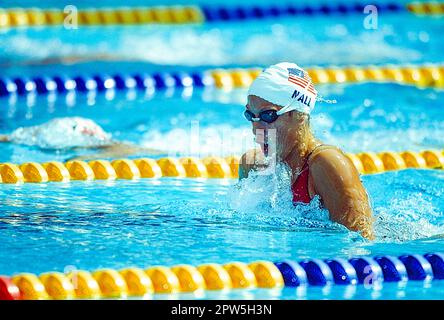 Anita Nall (USA) competing in the women's breaststroke  at the 1992 Olympic Summer Games. Stock Photo