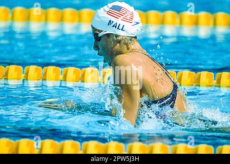 Anita Nall (USA) competing in the women's breaststroke  at the 1992 Olympic Summer Games. Stock Photo