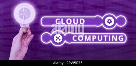 Conceptual display Cloud Computing, Word Written on storing and accessing data and programs over the Internet Stock Photo