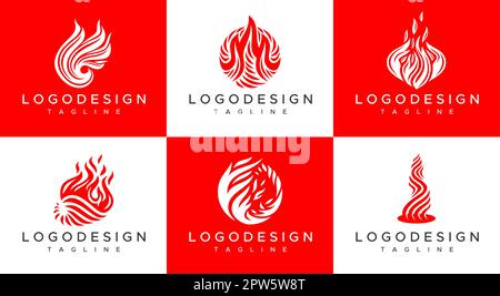 Abstract fire logo design template. Fire logo design collection. Stock Vector