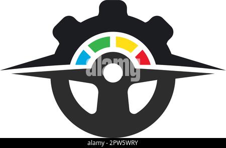 car steering gear icon vector concept design template Stock Vector