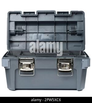 Large gray plastic box with handle for tools, bolts and nuts Stock Photo