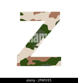 English alphabet letter Z, khaki style isolated on white background - Vector illustration Stock Photo