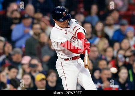 St. Petersburg, FL. USA; Boston Red Sox center fielder Enrique Hernandez  (5) hits a double during the ALDS Game 2 against the Tampa Bay Raysat  Tropic Stock Photo - Alamy