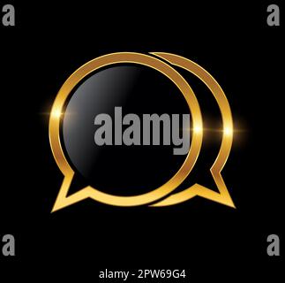Golden Double Bubble Chat Logo Vector Icon Stock Vector