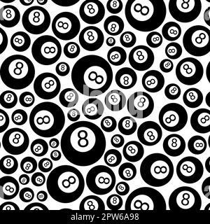 Seamless pattern with 8 ball on a white background Stock Vector