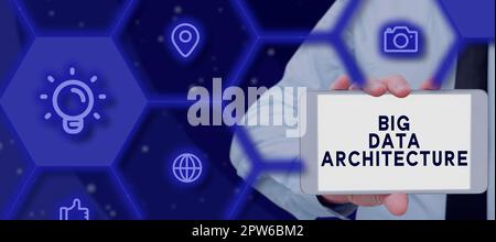 Text caption presenting Big Data Architecture, Conceptual photo designed to handle the analysis of too large data Stock Photo