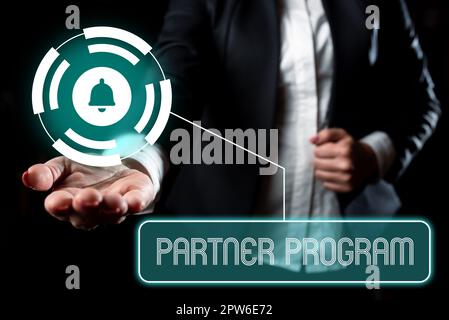 Text sign showing Partner Program, Business overview business strategy vendors use to sell products and services Stock Photo