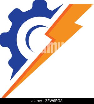 Gear  thunderbolt  vector icon illustration concept Stock Vector