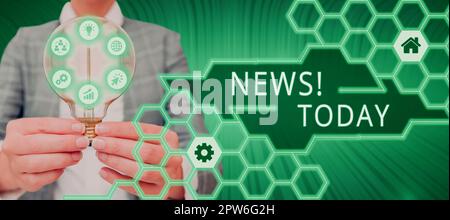 Text sign showing News, Business concept newly received or noteworthy information about recent events actions Stock Photo