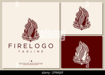 Fire pit logo design. Vintage fire logo template. Stock Vector